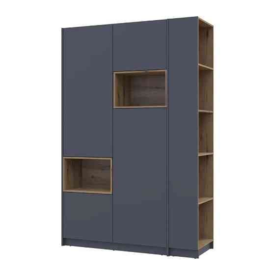 Шкаф для одежды с нишей и этажеркой Doros Дейл Графит/Дуб Эвок 2 ДСП 143.2х52х220 DRS-011723 (44900335) Днепр