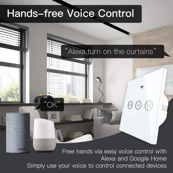 Розумний сенсорний Wi-Fi вимикач MOES для штор і жалюзі, Smart Life, Tuya, Alexa, Google Home, білий Київ
