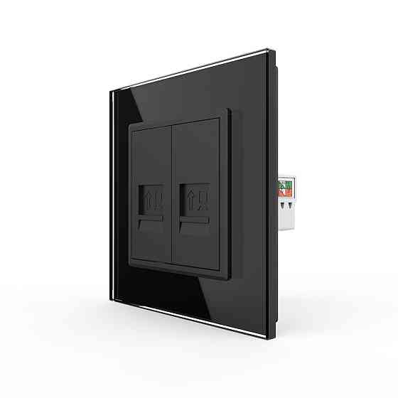 LIVOLO Розетка комп'ютерна подвійна RJ-45 LIVOLO чорна матова скло Коломыя