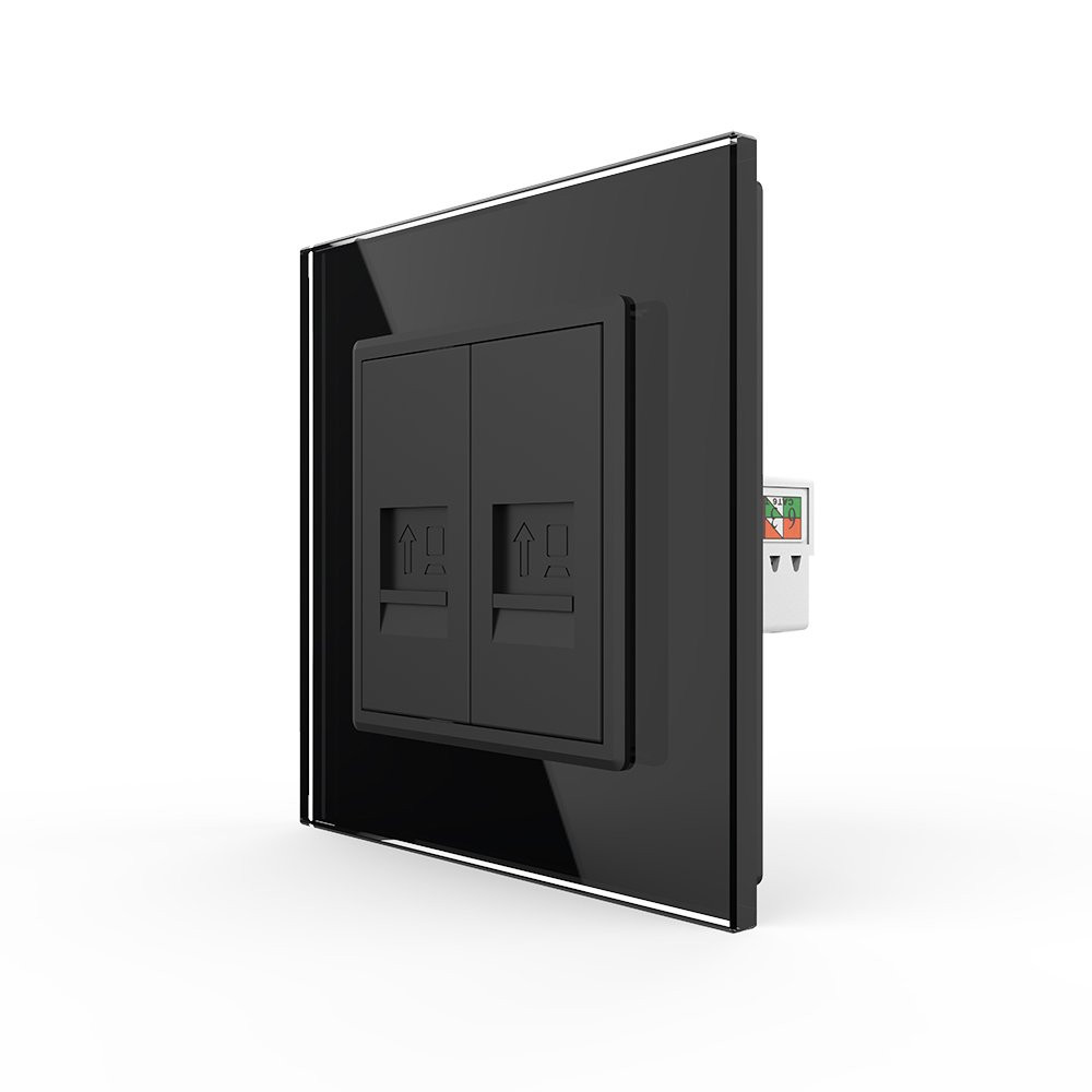 LIVOLO Розетка комп'ютерна подвійна RJ-45 LIVOLO чорна матова скло Коломия - фото 3