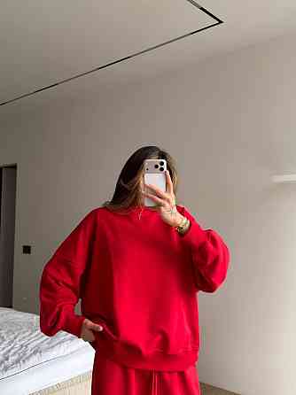 Женский повседневный костюм двойка турецкая петля Красный Одесса