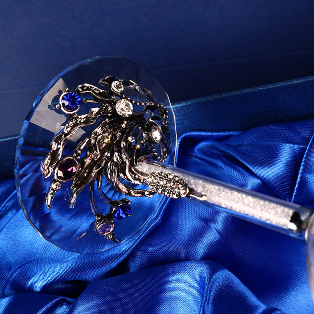 Декантер графин для вина U-подібний 2 келихи з СРІБНИМ метал декором, кристалами ПОДАРУНКОВА УПАКОВКА Кременчук - фото 3