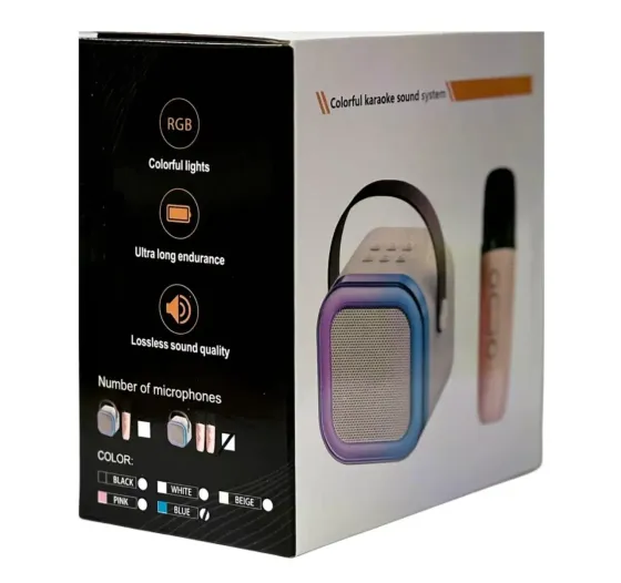 Портативна Bluetooth караоке колонка із 2 мікрофонами 5W BT 5.1 TWS LED FM voice changer Одеса