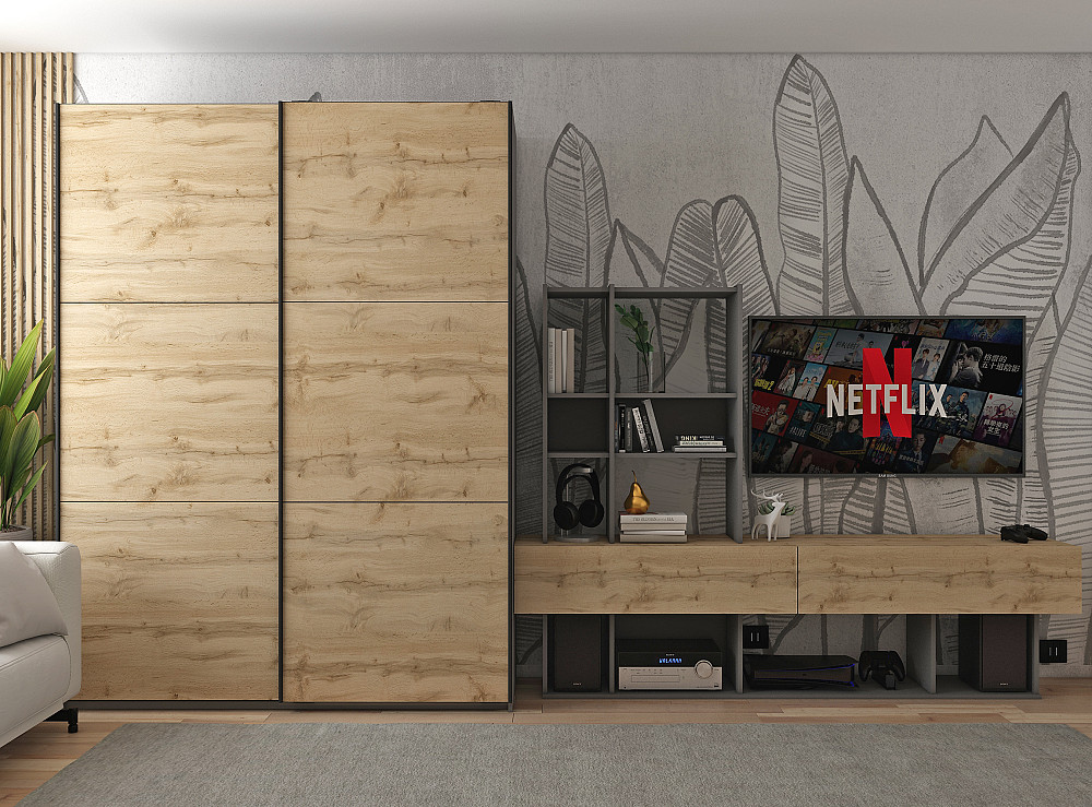 Шафа-купе двохдверна Doros G-Caiser 160х60х240 см Графіт/Дуб евок (DRS-011039) Львів - фото 2