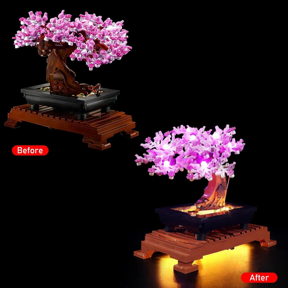 Комплект LED-підсвічування для LEGO Botanicals Bonsai Tree 10281, USB/батарейки, світлодіодний набір для дерева бонсай, рожева Київ - фото 12