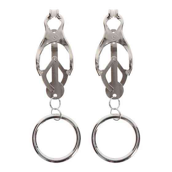 Зажимы-бабочки с кольцом Taboom Nipple Play Butterfly Clamps With Ring, серебристые Sex Aura Киев