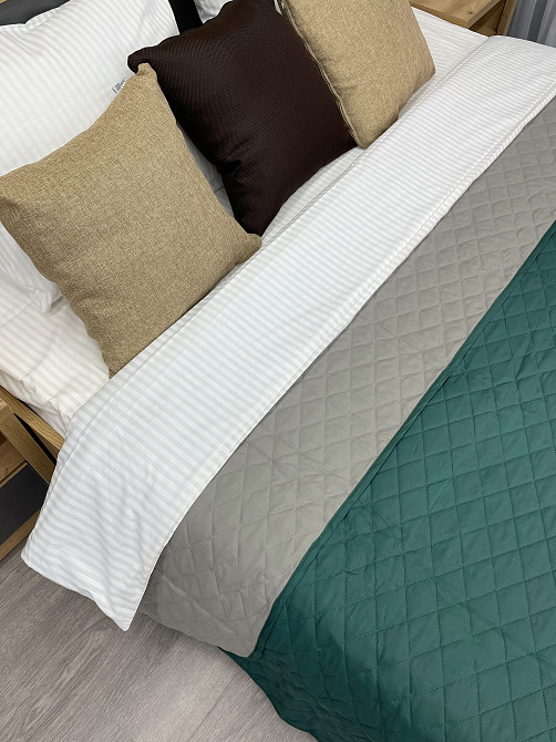 Покрывало двустороннее Decorator Microfiber ромб 210х215 см зеленый с серым (85-019) Киев - изображение 5