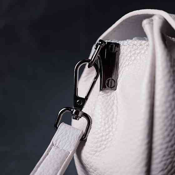 Шкіряна сумка з трикутним клапаном Vintage 22255 Біла Київ