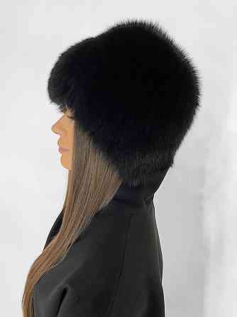 Шапка женская меховая кубанка песцовая Шарлотта Черный Харьков