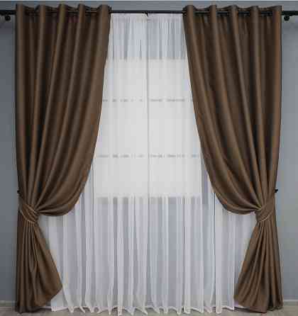 Комплект штор на люверсах VR-Textil Bagema Rvs № 1238ш Шоколадний 150х250 см 2 шт (37-0024) Київ