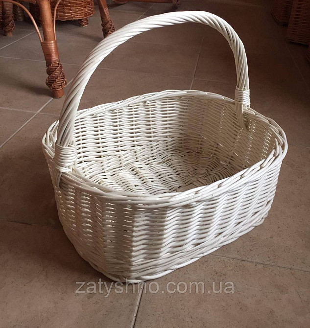 Кошик плетений білий | кошик плетений великодні білі | кошик із лози великий Київ - фото 4