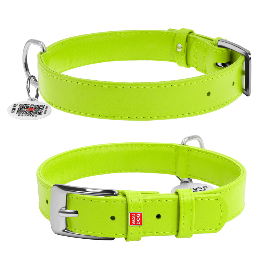 Нашийник для собак шкіряний WAUDOG Glamour з QR паспортом, без прикрас, L, Ш 25 мм, Дов 38-49 с Коломыя - изображение 3