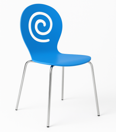 Стілець Лев дерев'яний блакитний Дніпро