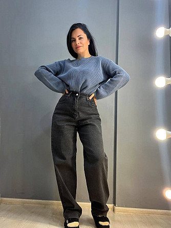 Джинсы женские Its Basic 4133 Baggy jeans свободные утепленные байка высокая посадка черные, черный, Одесса - изображение 1