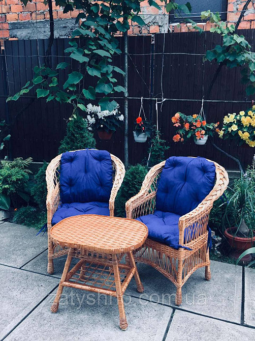 Крісло плетене та столик для відпочинку | крісло плетене для дачі плетені крісла та столики з лози Київ - фото 1