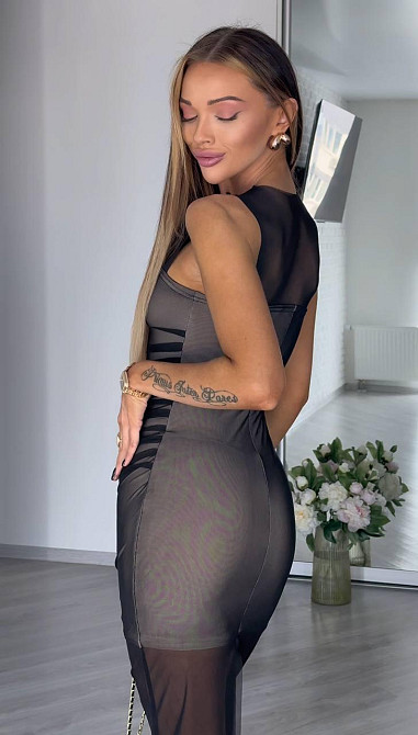 Жіноча коктейльна "гола" сукня з масла та стрейч сітки Одеса - фото 7