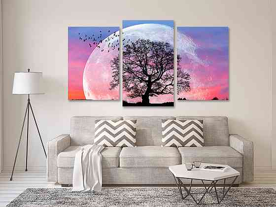 Модульная картина в гостиную / спальню    Дерево в місяці  Art-722_3 70x130 см Киев