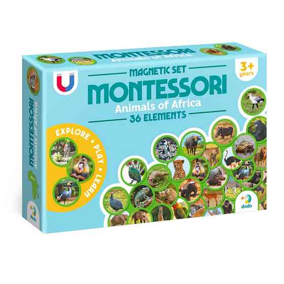 Дитячий магнітний набір Монтесорі "Тварини на континентах: Африка" 200284, 36 елементів Вінниця