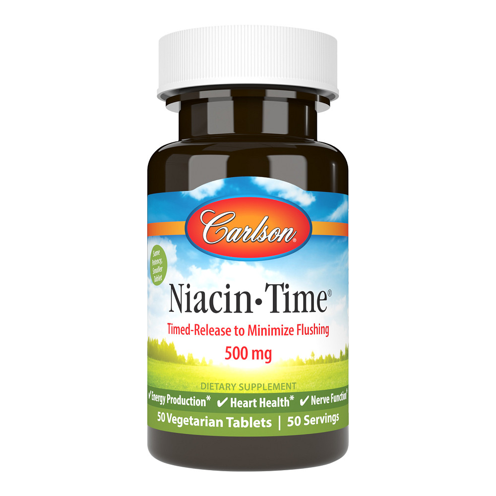 Витамин В3 Carlson Niacin-Time 500 мг 50 вегетарианских таблеток Луцк - изображение 1