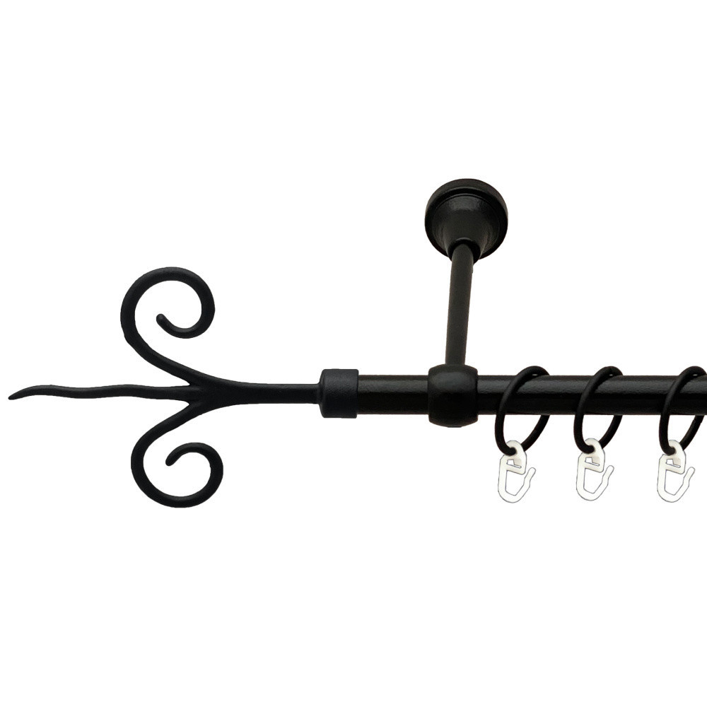 Карниз Orvit Фантазія металевий однорядний литий гладка труба кільце металеве Чорний Оксамит 16 мм 160 см (00-00023988) Львів - фото 1