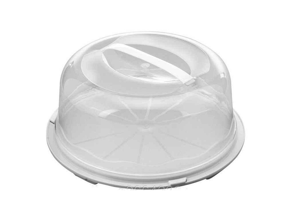 Тортовниця пластикова кругла з кришкою Біла Ø340мм ТМ R-PLASTIC   Solmir Київ - фото 1