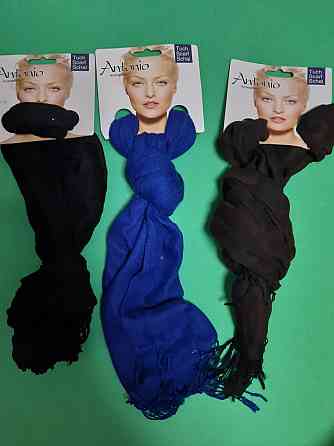 Шарфы женские набор из 3-х штук (синий, коричневый, черный) - размер шарфа приблизительно 170*65см Киев