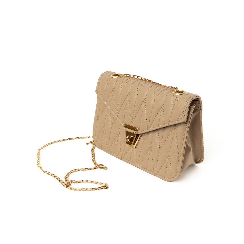 Сумка женская через плечо, сумочка калач со стеганым узором и ручкой-цепочкой, Бежевый Каменец-Подольский - изображение 3