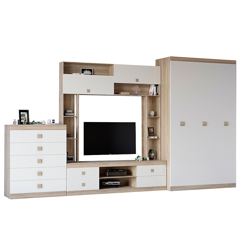 Гостиная стенка Эверест Соната 1 (модульная - 3 элемента) сонома+белый (DTM-2236) Львов - изображение 2