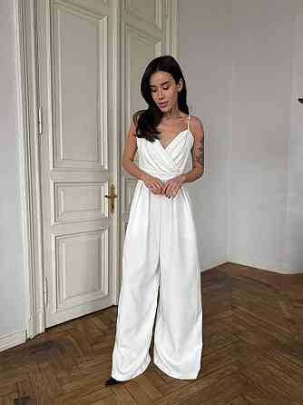 Жіночий стильний елегантний комбінезон костюм преміум'якості Молочний, 44 Одеса