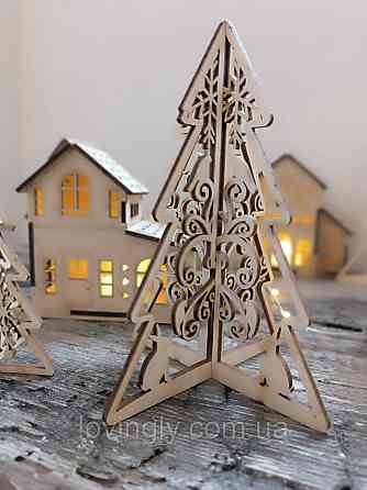 Святкова об'ємна декорація. Набір з 10 ялинок різного розміру та дизайнів. Ірпінь