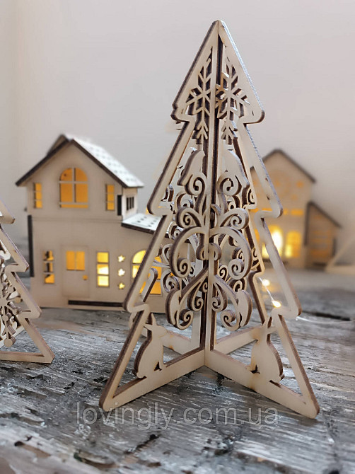 Праздничная объемная декорация. Набор из 10 елок разного размера и дизайнов. Ирпень - изображение 5