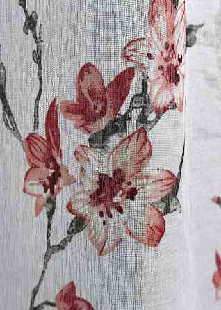 Тюль VR-Textil 1904т Flora Батист Білий із червоно-коричневим 300х270 см (40-242) Київ