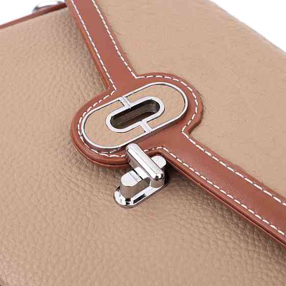 Стильная женская сумка с фактурным клапаном из натуральной кожи Бежевая (Vintage) Киев