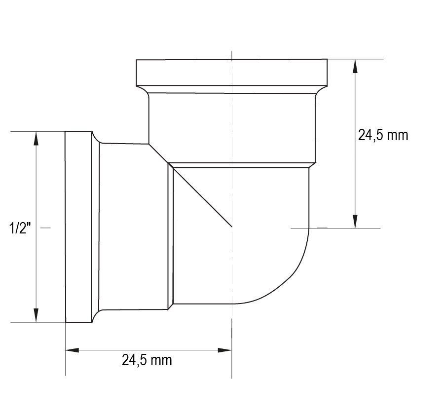 Кут ВВ Koer KF.L06F.WN - 1/2'' (Без нікелю) (KR3027) Київ - фото 3