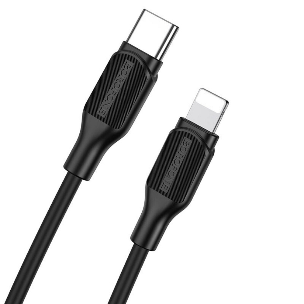 Кабель BOROFONE BX42 USB to iP 2.4A, 1m, silicone, TPE connectors, Black Киев - изображение 1