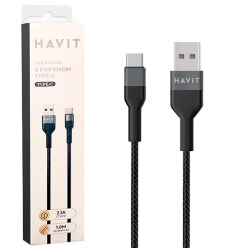 Кабель USB Type-C Havit HV-CB623C 2,1А 1м чорний Житомир