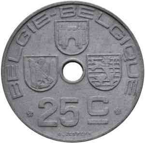 25 сантимов. 1946 год, Бельгия. (Belgie-Belgique) Полтава