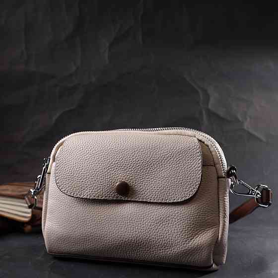 Маленькая повседневная сумка для женщин из натуральной кожи Белая (Vintage) Киев