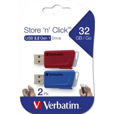 USB флеш накопичувач Verbatim 2x32GB Store 'n' Click Red/Blue USB 3.2 (49308) Вінниця - фото 3