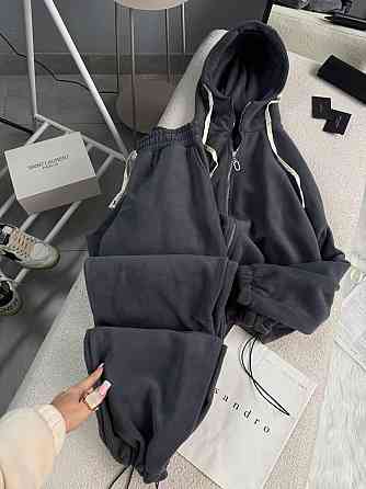 Женский теплый повседневный костюм двойка: кофта и брюки из двухстороннего флиса Графит, 42/46 Одесса