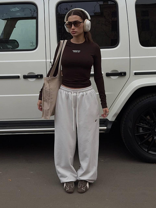 Жіночий стильний молодіжний лонгслів із написом турецький кулір Шоколад, 44/46 Одеса - фото 4