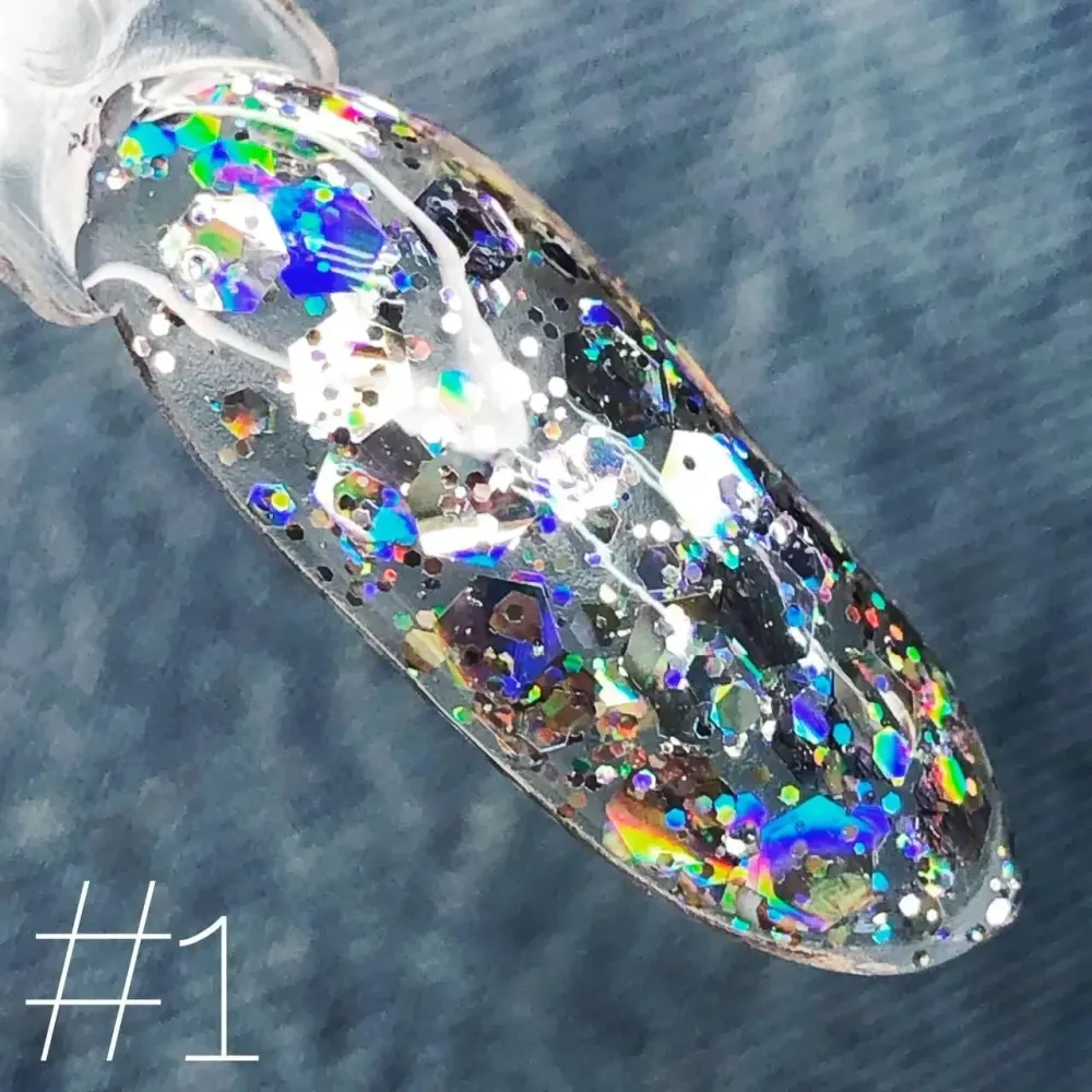 ГЕЛЬ ГЛІТТЕРНИЙ SAGA PROFESSIONAL GALAXY GLITTER 01 з голографічними сріблястими частинками Київ - фото 2