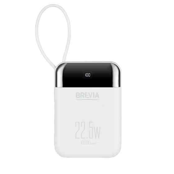 Повербанк (Power Bank) Brevia 10000mAh 22.5W Type-C+Lightning Cable, Li-Pol, LCD белый Львов