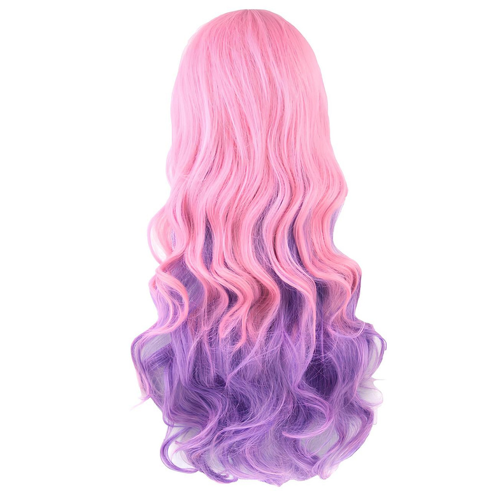 Длинный парик RESTEQ -70 см, розово-фиолетовый, волнистые волосы с косой челкой, косплей, аниме Киев - изображение 2