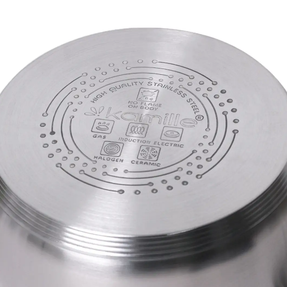 Каструля нержавіюча сталь 3,9л з кришкою порожнисті ручки 5620S KAMILLE Житомир - фото 4