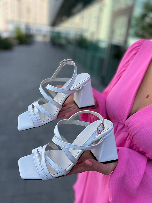 Crisma Босоніжки жіночі білі CRISMA 0502, натуральна шкіра / Зручні босоніжки на підборах р. 36 Коломыя - изображение 6