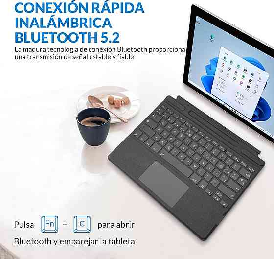 Бездротова Bluetooth-клавіатура для Microsoft Surface Pro 8/9/X з підсвіткою 7 кольорів, магнітне кріплення, сенсорна панель Київ