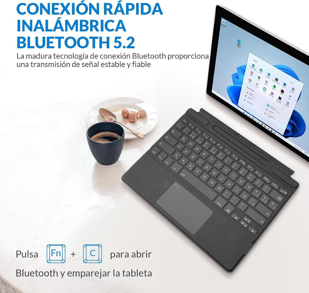 Бездротова Bluetooth-клавіатура для Microsoft Surface Pro 8/9/X з підсвіткою 7 кольорів, магнітне кріплення, сенсорна панель Київ - фото 6
