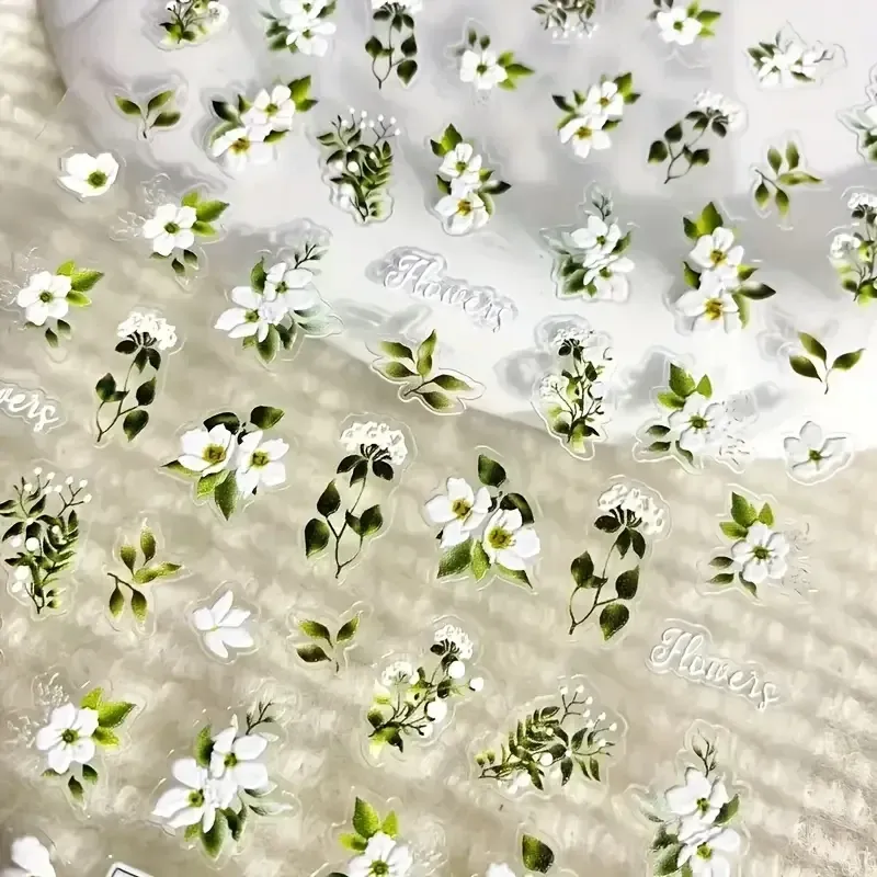 5D стикеры для маникюра «Весеннее цветение» – жасмин и зеленые листья Киев - изображение 4