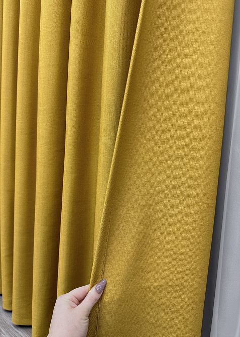 Шторна тканина Шеніл однотонний колір гірчичний 1897ш Київ - фото 3